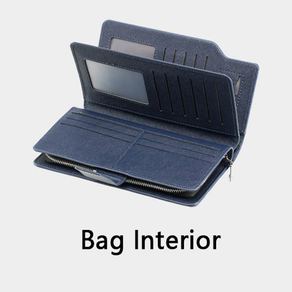 1Pcs/Baellerry Men's Long Zipper Wallet, Large Capacity Multi-Compartment Storage Clutch with Wrist Strap, Id Card Holder, Can Hold Mobile Phone, Cash, Receipts, Sd Card