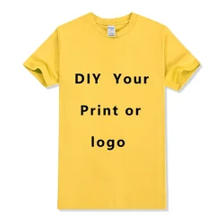 Men's High-End Custom 100% Pure Cotton T-Shirt with Logo and Text - XS（old） (Yellow)