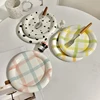 European-style White Ink Ceramic Plate Tableware Main Course Kitchenware Household Western-style Round Plate Decorative Plate 3