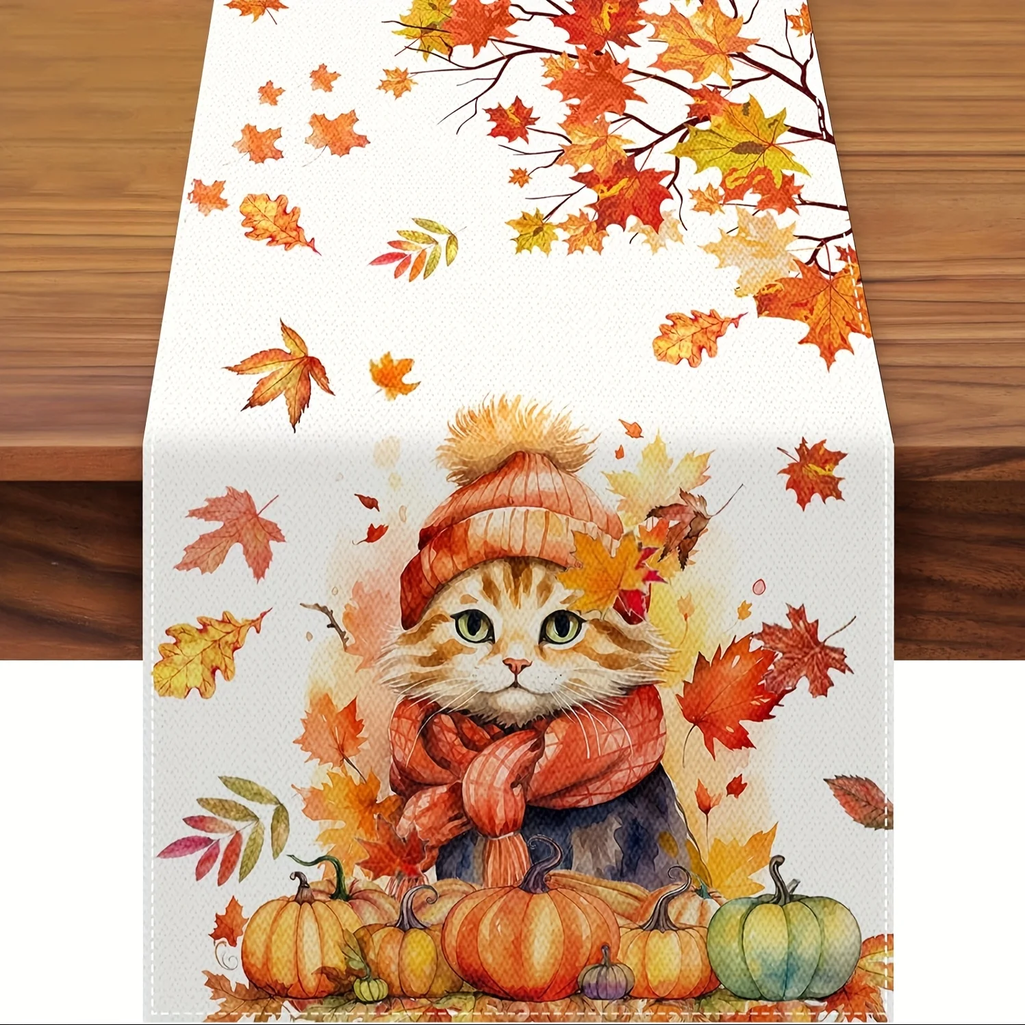 Fall Cat Pumpkin Table Runner 1