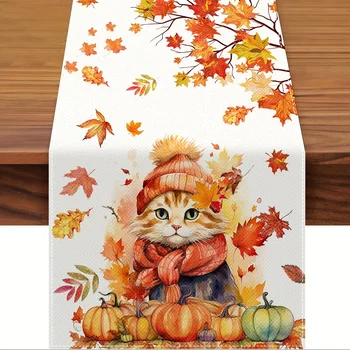 Fall Cat Pumpkin Table Runner 1