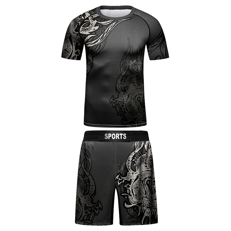 Children’S Bodybuilding Rashgaurd Outfits CodyLundin MMA Brazilian Grappling No Gi Jiu Jitsu Tees+Shorts Muay Thai Rashguard Set 2