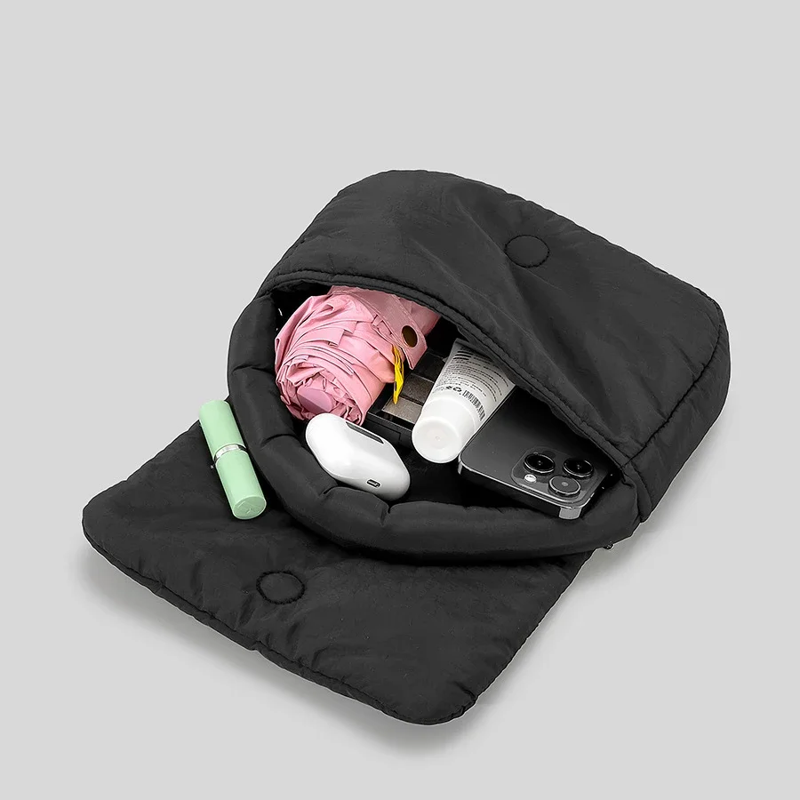 Casual Padded Women Handbags Small Puffer Bag Nylon Down Cotton Chains Shoulder Crossbody Bag Mini Female Flap Purses 2024