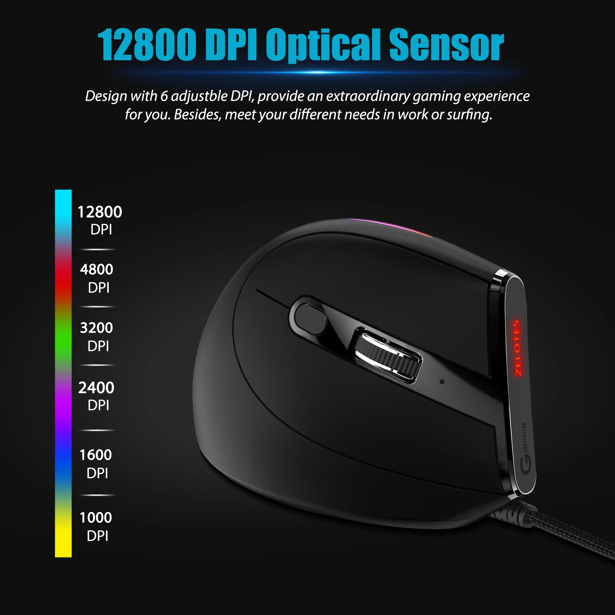 Jomaa Wired Gaming Mouse RGB Vertical Ergonomic Mice 9 Button Programmable 12800 DPI Mouse Gamer Computer Laptop gaming mouse,ergonomic mouse,wired mouse