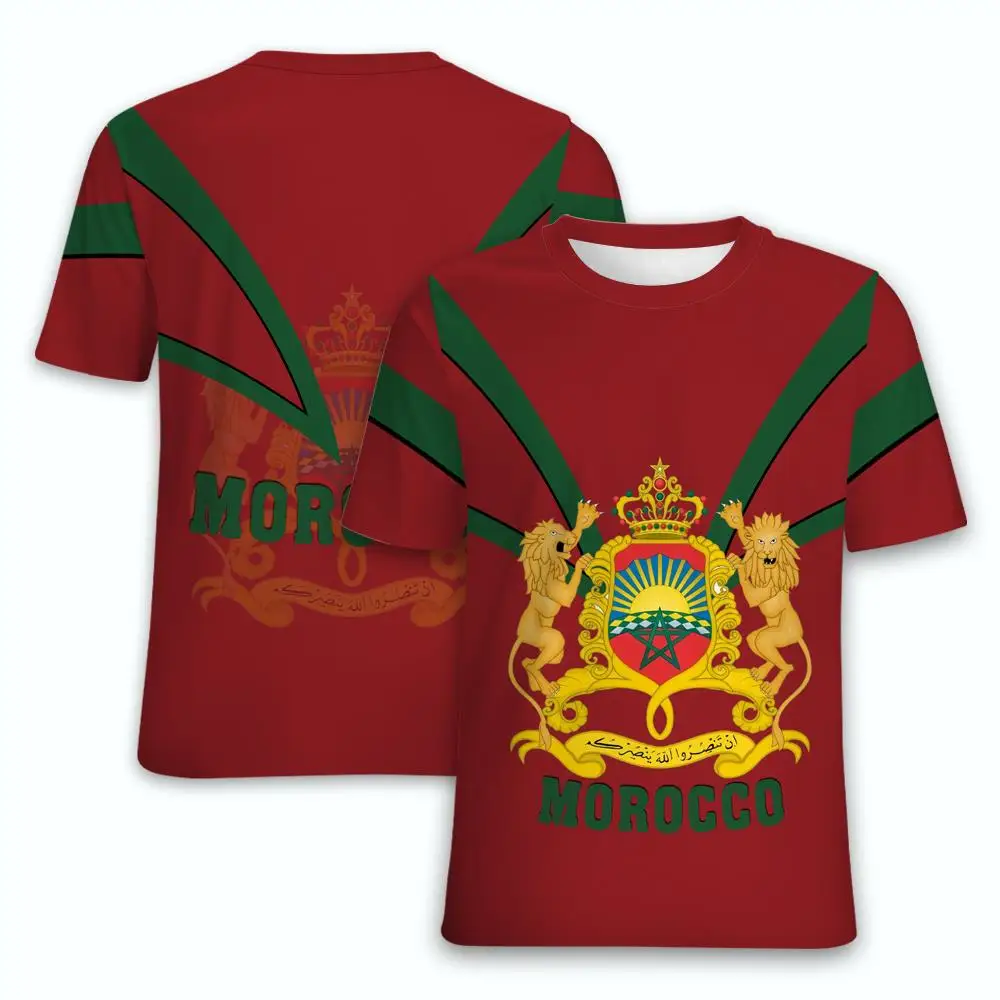 Morocco Flag 3D Print T Shirt Men Short Sleeve Summer Tee