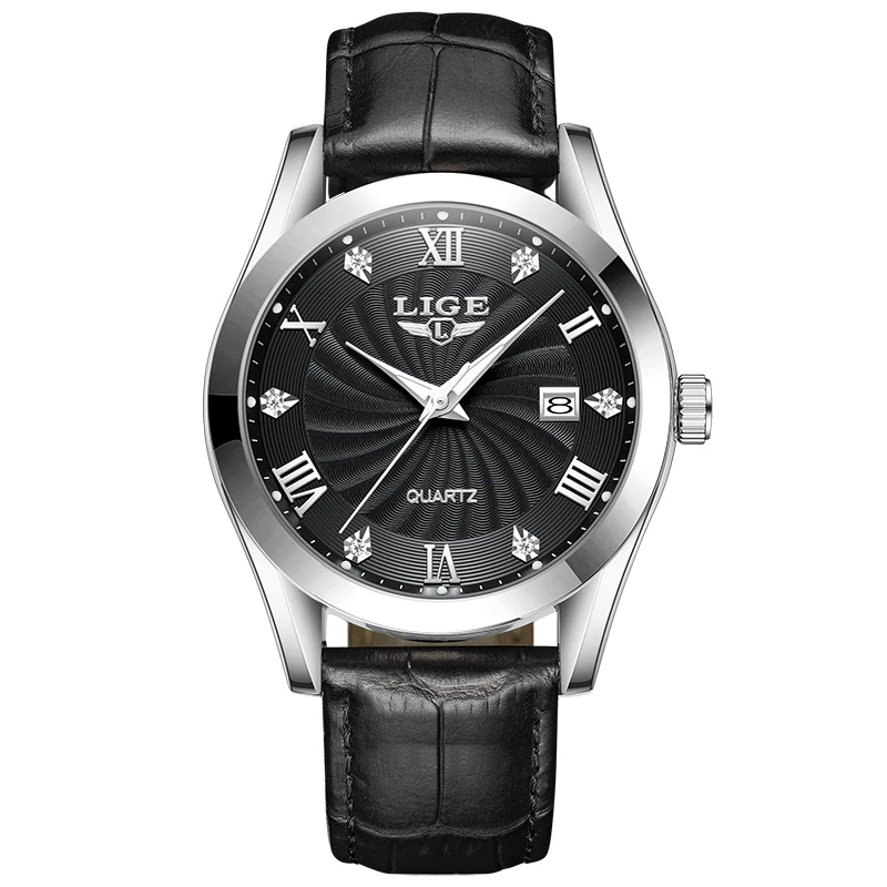LIGE Luxury Women's Waterproof Leather Strap Fashion Watch