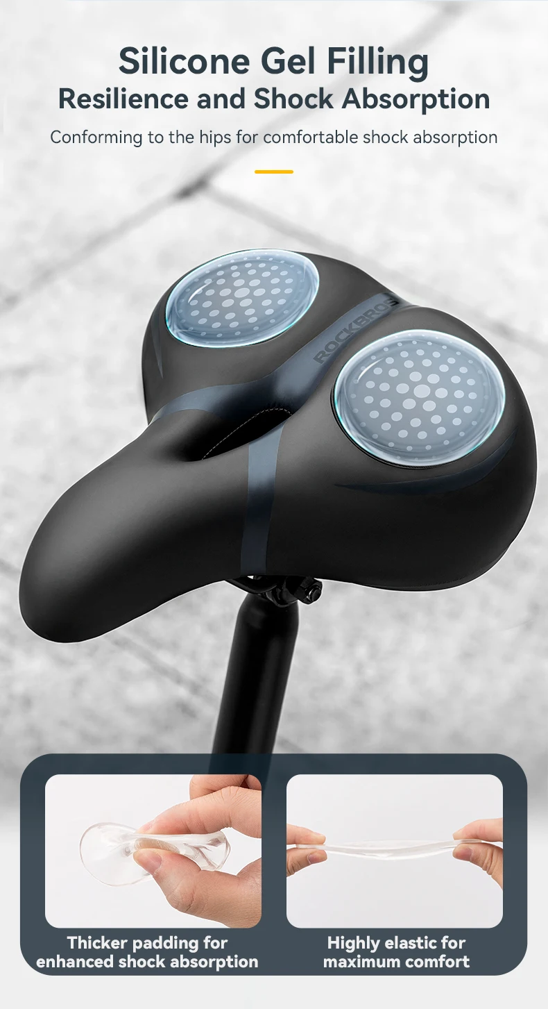 ROCKBROS Ergonomischer Komfortabler Fahrradsattel Stoßdämpfend Verdickter Stoßabsorptions-MTB-Fahrradsitz Radzubehör – Detail 5