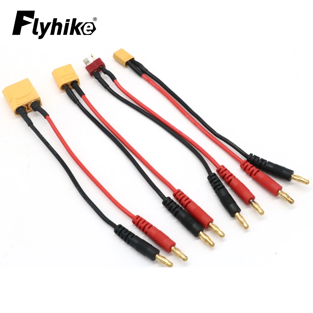 

20CM XT30 XT60 XT90 T Plug Charge Lead to 4.0mm Banana Plugs Charge Cable 14AWG Silicone Wire For Lipo Battery