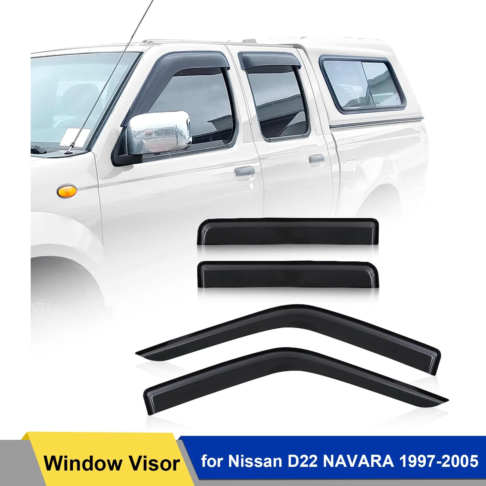 

Car Styling Premium Weather Shields Window Visors for Nissan D22 NAVARA 1997-2005 Dual Cab 4pcs/set Sun Rain Guard