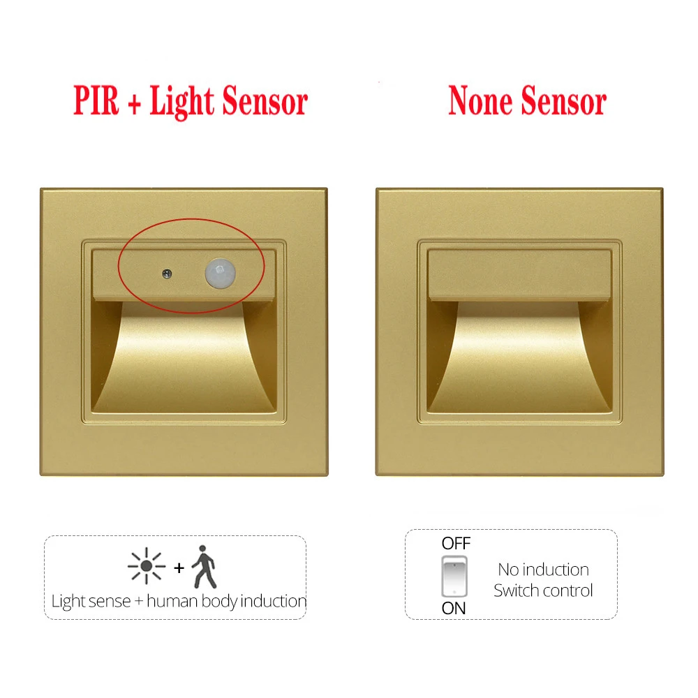 EU Standard Motion Induction Stair Step Porch Corridor Light PIR Body Sensor Wall Sconce 1.5W Ladder Bathroom Footlight 100-240V motion sensor light led light led wall lamp wall light