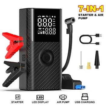 YIJU 4 In 1 2500A Avviatore di emergenza per auto portatile 150PSI Pompa d'aria 12V Batteria Booster Powerb Bank con carica USB Luce LED per veicolo