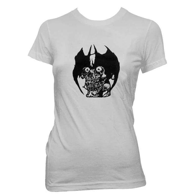 Pushead-Devilman-T-Shirt 100% Cotone Pre-Ristretto A Mano Da Donna
