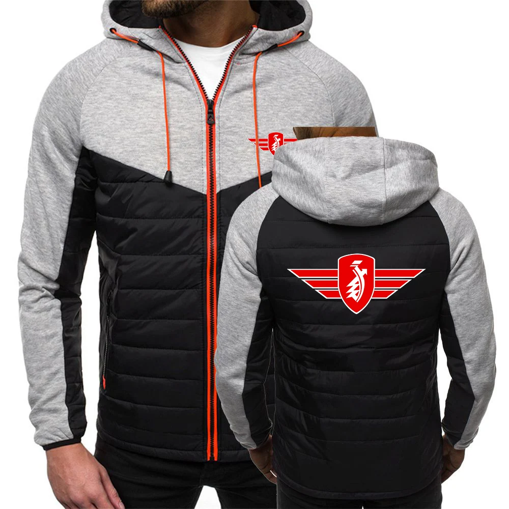 Cotton Patchwork Hooded Jacket for Men Autumn Winter