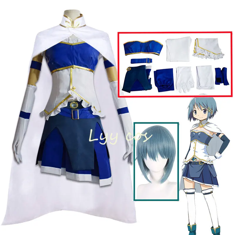 

Anime Puella Magi Madoka Magica Costumes Miki Sayaka Cosplay Cloak Uniforms Sayaka Miki Halloween Party Role Play Costume