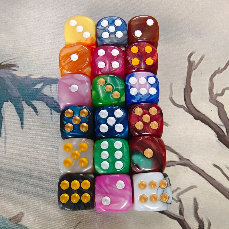 D6 Dice Set 10pcs/lot Round Corner 6-Sided 16mm Acrylic Dice for DND RPG Entertainment Party Roleplaying Table Board Games