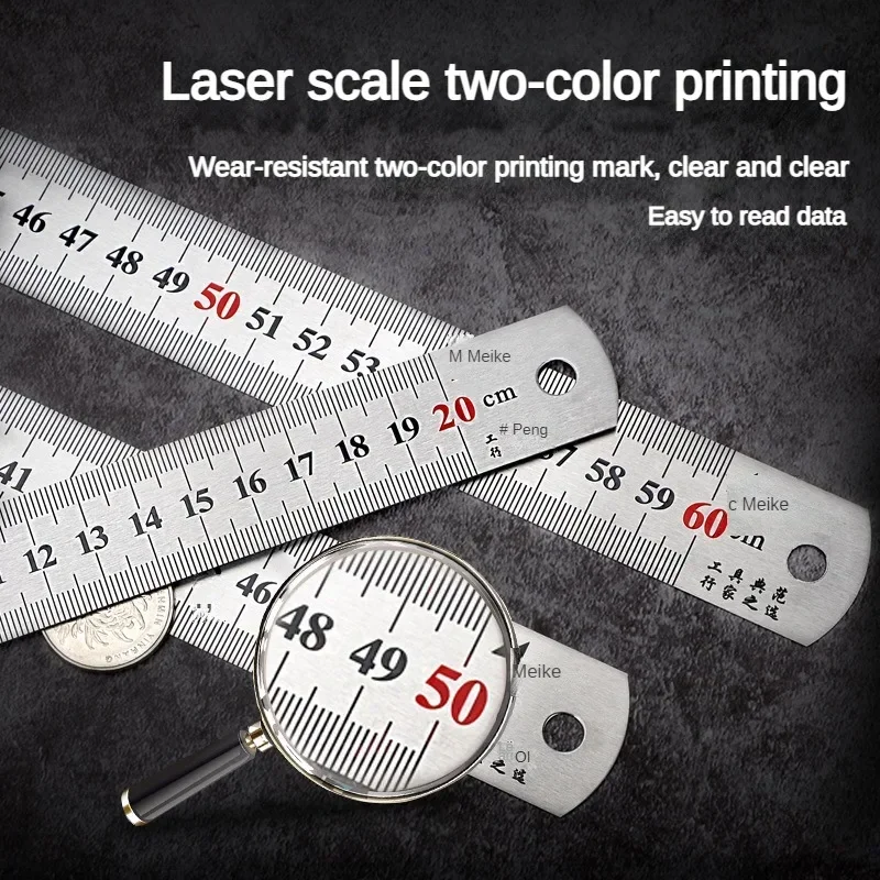 Stainless Steel Double-Sided Measuring Ruler - Centimeters & Inches