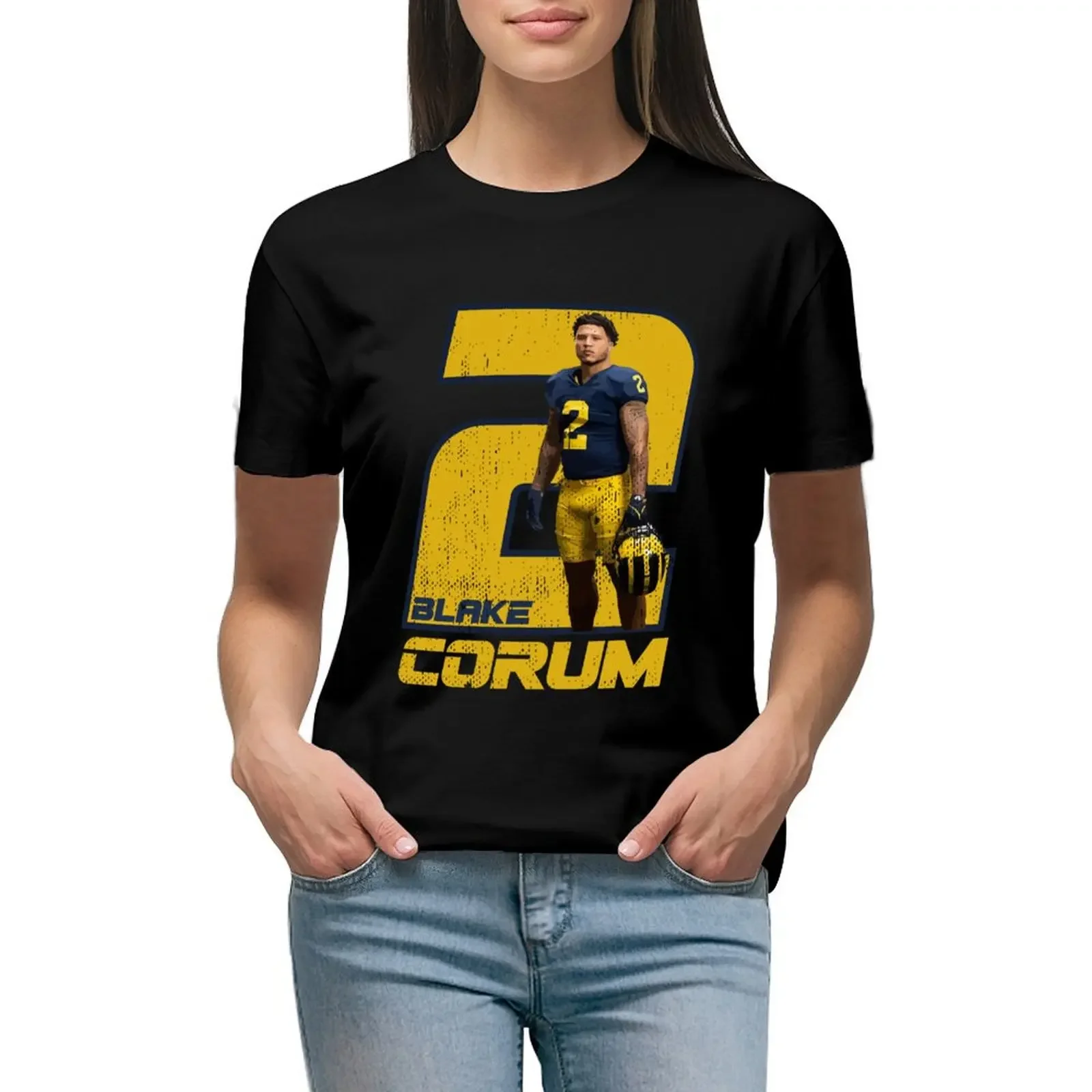 Blake Corum T-Shirt Funny Female Top Abbigliamento Donna