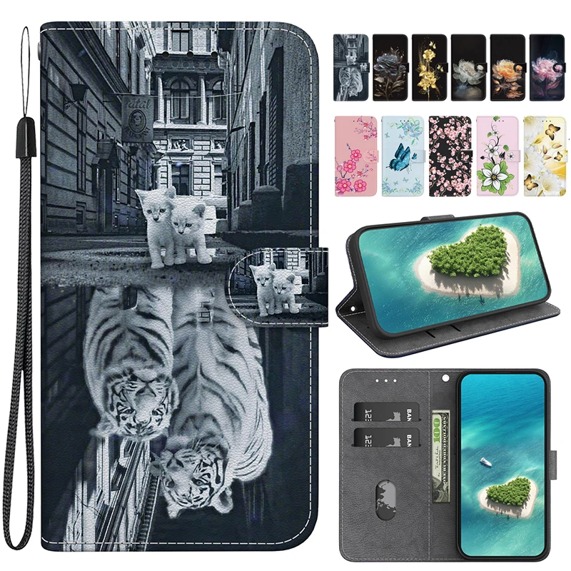 Cartoon Magnetic Book Cover Stand Flip Wallet Case