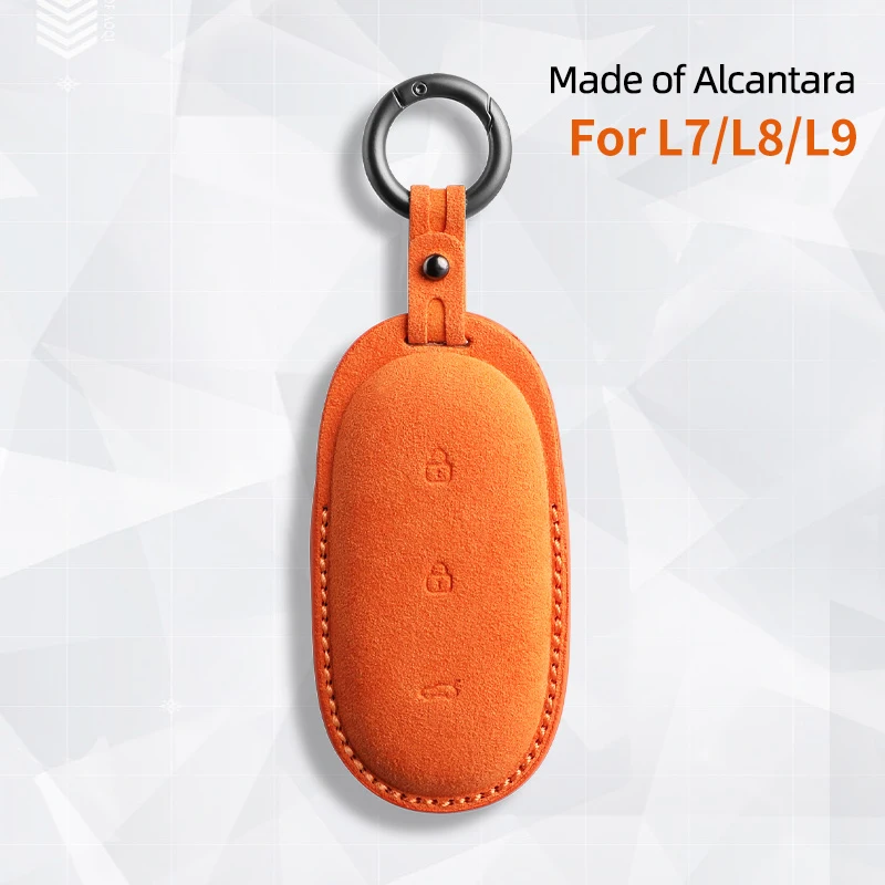 알칸타라 스웨이드 자동차 키 케이스 키체인, 스마트 원격 커버, 쉘 보호대 액세서리, IDEAL LiXiang L9 L8 L7