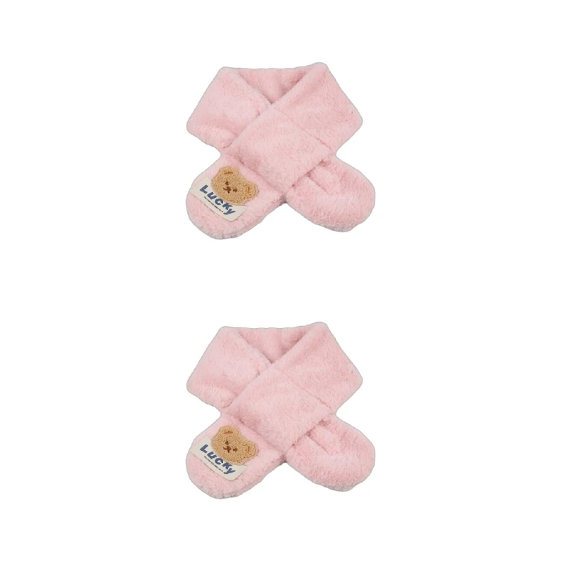 Y1UB Cartoon Bear Kids Scarf Warm and Cosy Neckerchief Autumn Winter Accessories Shower Gift for 2-10T Boys and Girls