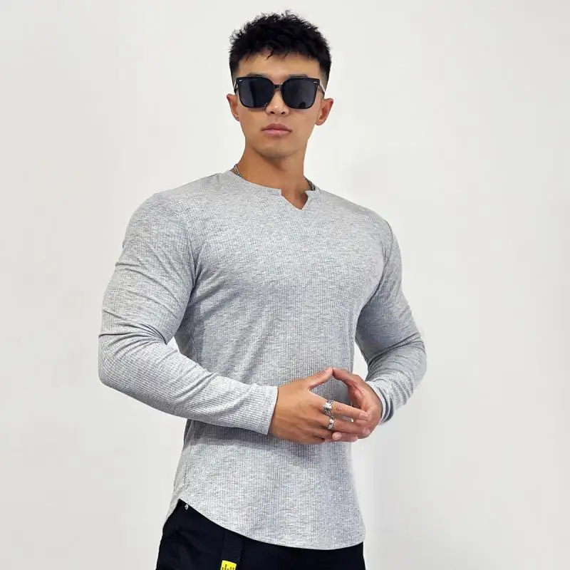 

T-Shirts Casual Men's Clothing 2024 Popular Long Sleeves Gym Comfortable Clothes Basketball Fitness T-Shirt Big Size Undershirt