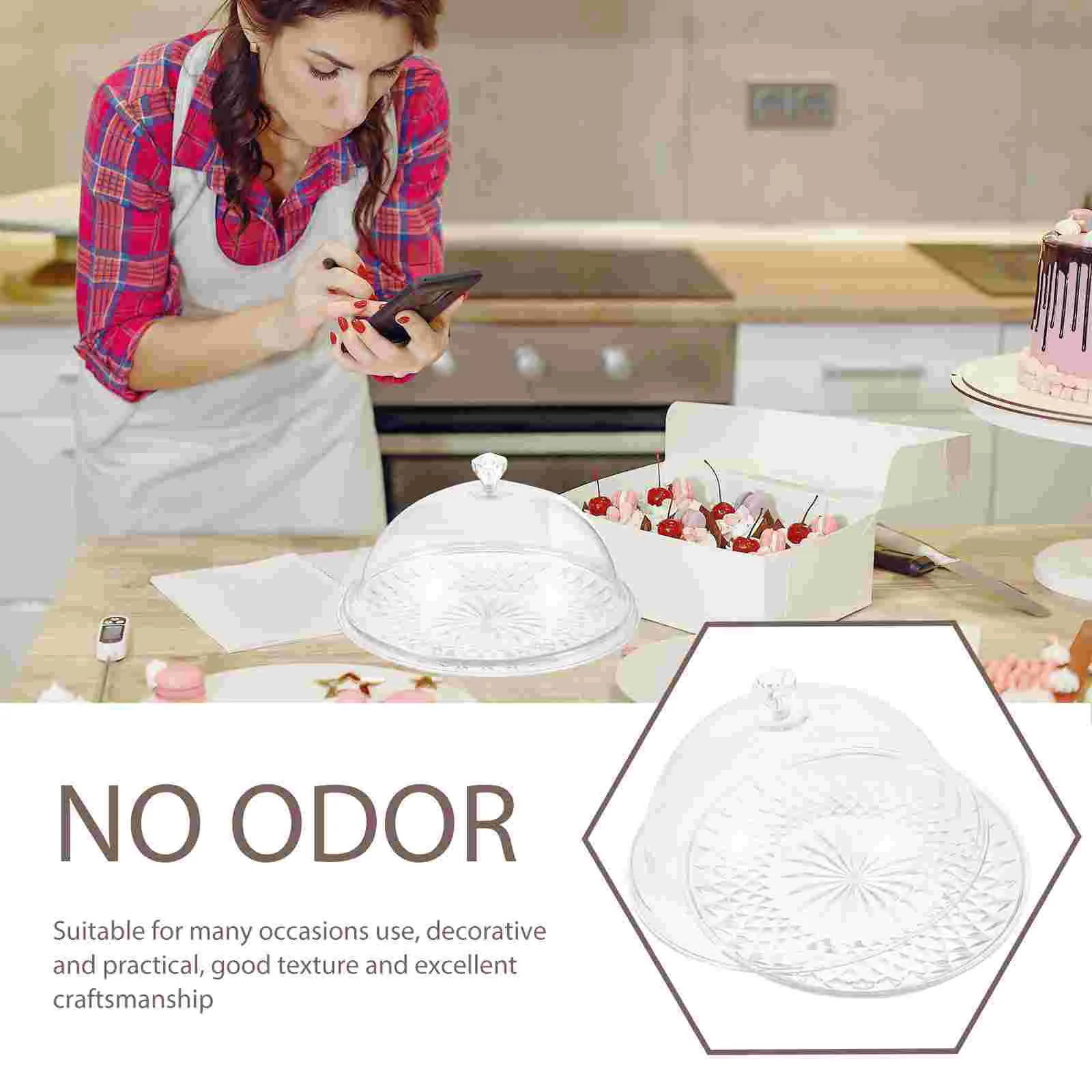 Round Clear Dome Cake Tray With Dome Covered Fruit Bowl Dessert Plate Plastic Display Lid Serving Plates Tray For Wedding