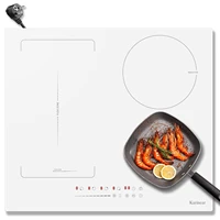 Karinear Plaque Induction 4 Feux avec Fiche, 59CM Encastrable Plaque de Cuisson, Verre Blanc, 3500W, Zones combinées, commandes à curseur, 9 niveaux de puissance, 240V 1