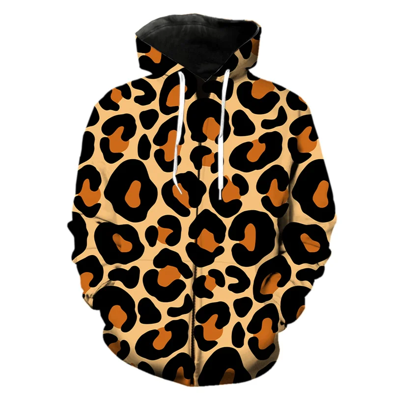 thumbnail image 1 of Sudadera con capucha y cremallera con estampado 3D de leopardo para hombre, estilo Harajuku, con estampado de piel de animal, de manga larga, estilo urbano, holgada, para primavera, 1 of 4