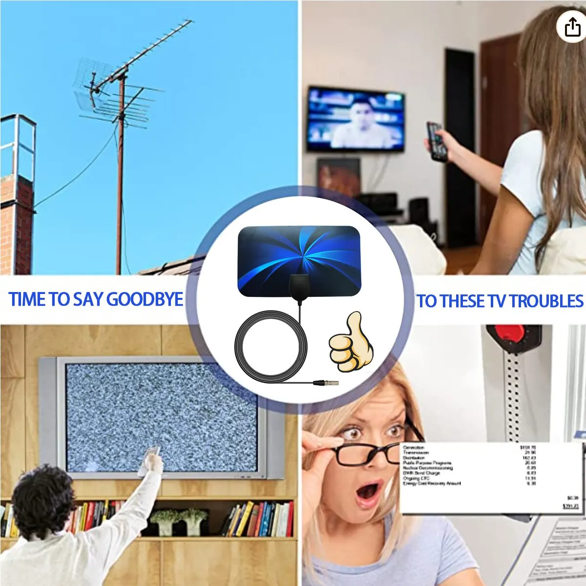 tv antenna Digital TV Indoor Antenna Ground Wave Mini Hdtv Antenna Hdtvt2 For Car RV Travel Smart TV