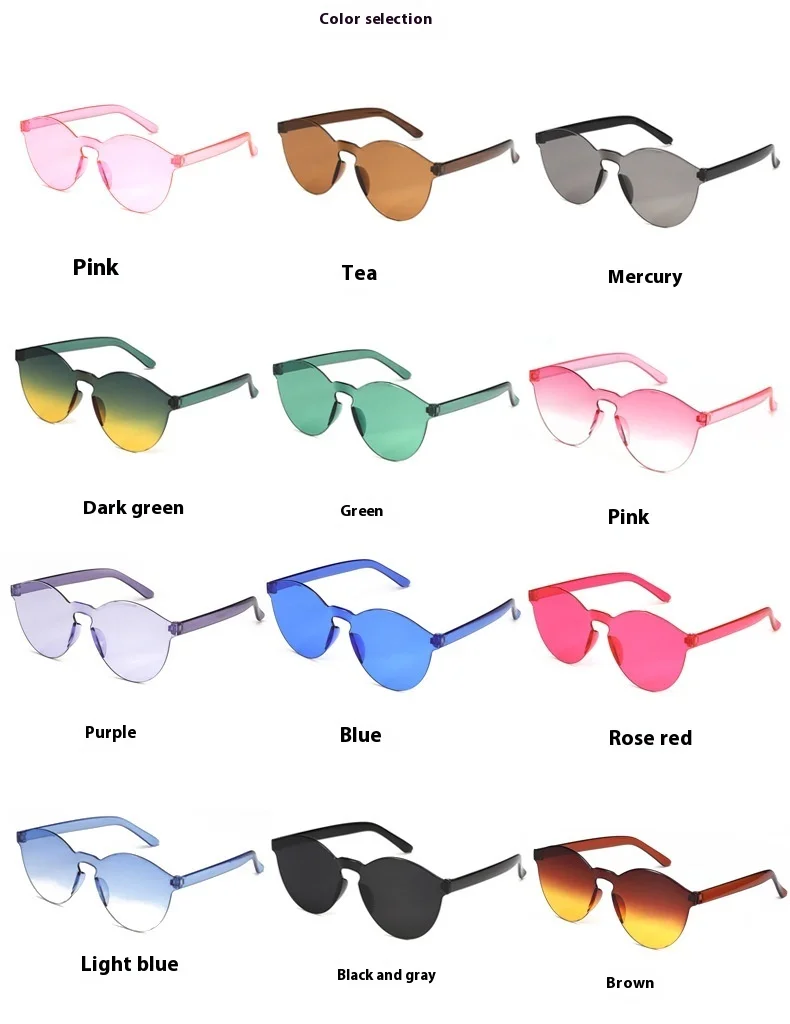 Neue rahmenlose einteilige Jelly transparente Sonnenbrille Candy Sonnenbrille einteilige Farbe – Detail 8