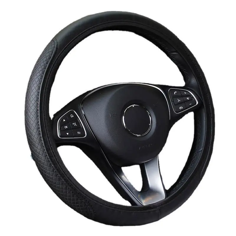 Car Steering Wheel Cover Artificial Leather Elastic Skidproof Auto Steering-Wheel Embossing Leather Over