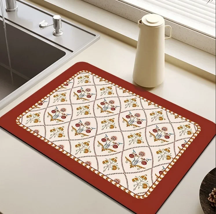 Enhanced Diatomaceous Earth Absorbent Kitchen Drying Mat, Heat Resistant and Anti-Scalding