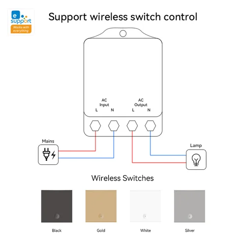 Ewelink 앱 스마트 회로 차단기 스위치, 1 채널 와이파이 고전력, AC 110V 220V 입력 무선 릴레이, 2.4Ghz 원격 제어, 30A 4
