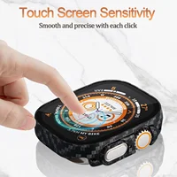 Coque pour Apple Watch Ultra 2 3 49mm 45/41/44/40/42/38mm, protection d'écran en fibre de carbone, verre trempé série 9/8/7/6/5/4/SE 3