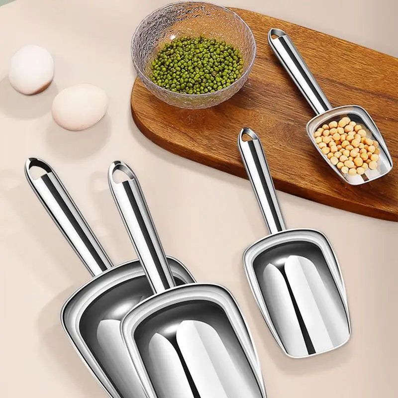 Ice Bucket Scoop Food Candy Scoop Stainless Steel Dishwasher Safe Ice With Storage Loop For Maker Bucket Kitchen