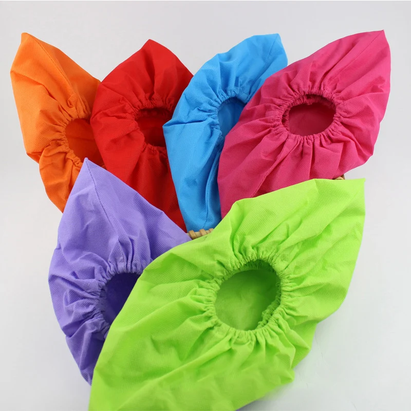 Soild Color Household Shoe Covers Thick Non-woven Anti-static Non-slip Washable Cycling Overshoes