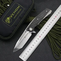 Kevin John New Venom T S30V Blade Titanium Alloy+Carbon Fiber Handle Outdoor Camping Hunting Pocket Knife EDC Tool 1
