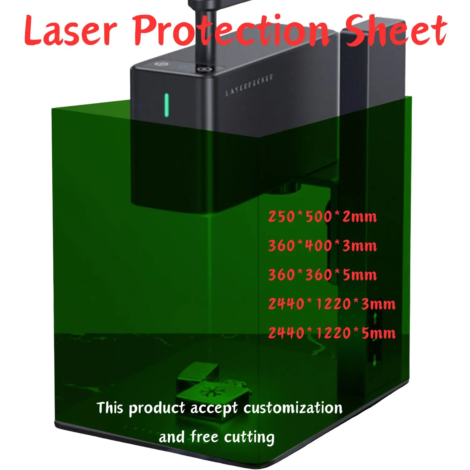 laser lenses 400mm 500mm 600mm 532 1064nm Laser Protective Sheet  Acrylic Laser Protection Screen for laser lenses protect laser