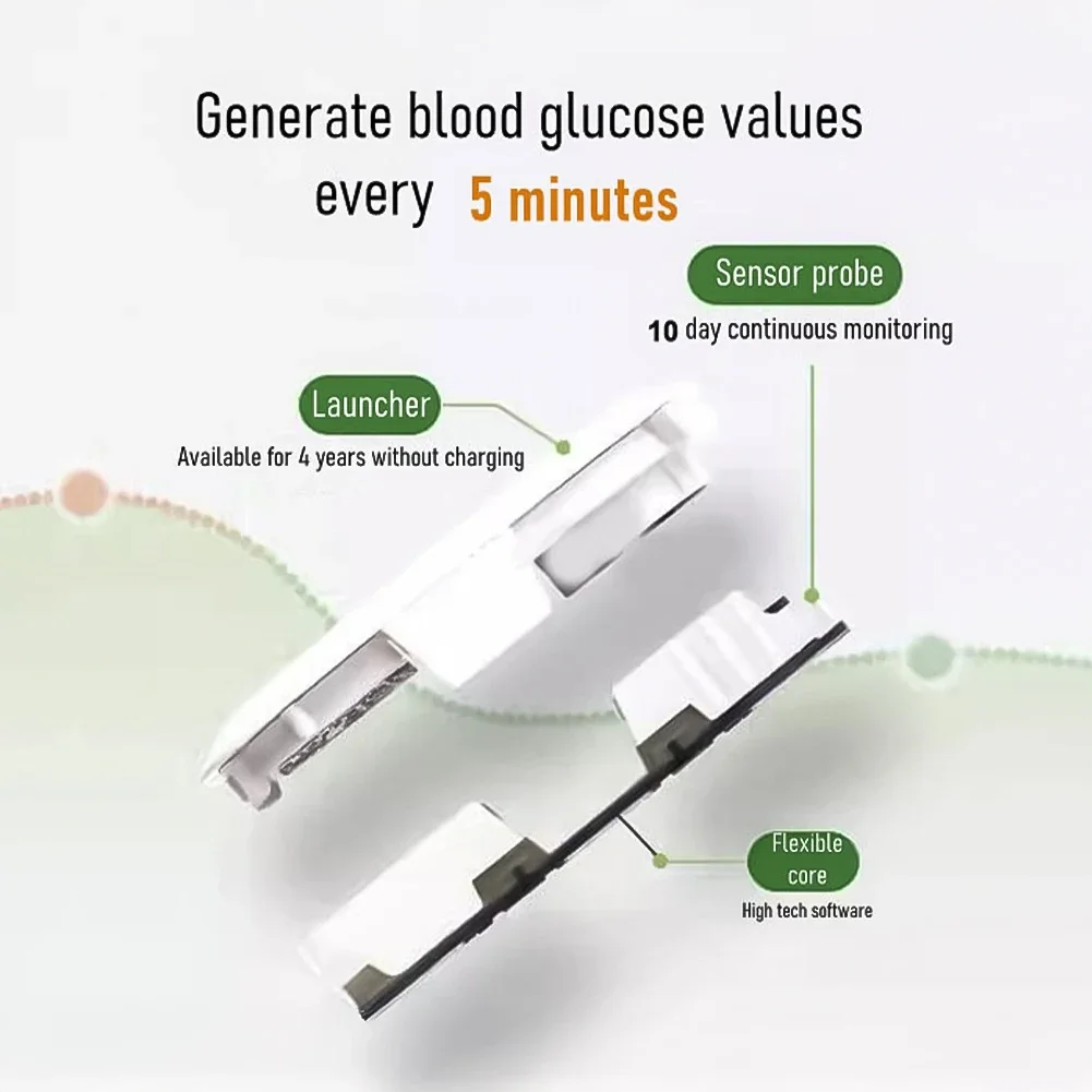 Blood Glucose Monitor cgm glucose sensor 24h Real Time Monitoring Tester Diabetes Suger Sensor Launcher Health CGM Monitors Finger-Free