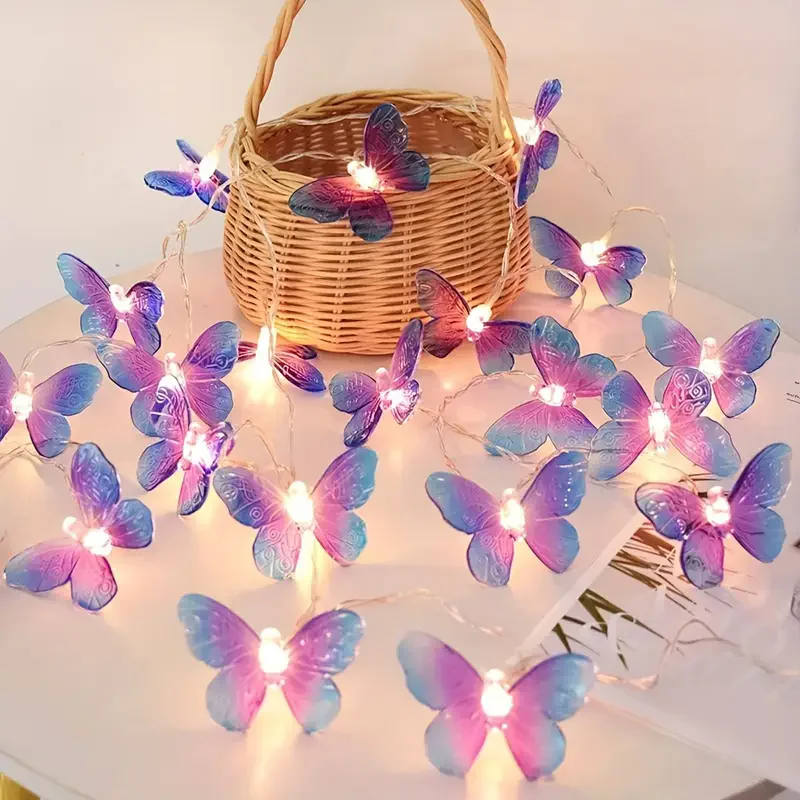 Decorazione LED a Forma di Farfalle da 40CM per Esterni, Luci Colorate Dinamiche Simulate per Giardino e Paesaggio, IP65, per Natale