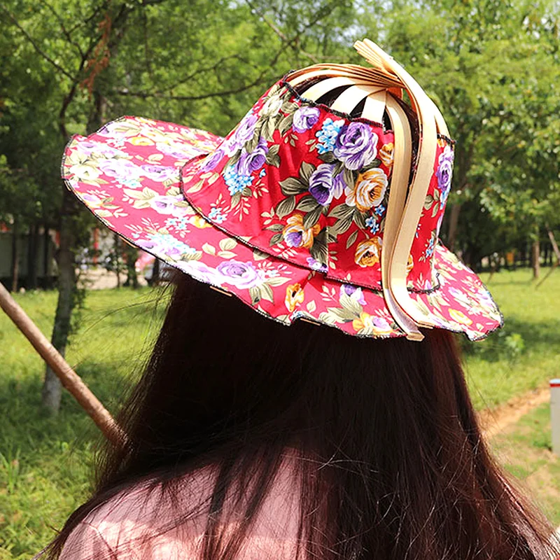 Spring And Summer Sun Shading Bamboo Fashion Foldable Multifunctional Beach Tourism Fan Hat Caps Japanese Decor_voghion.com