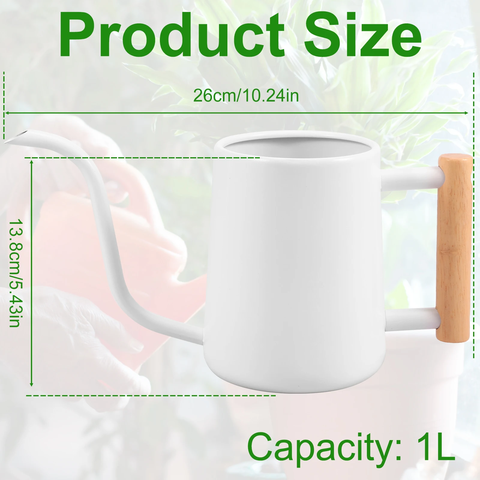 1L Watering Can with Wooden Handle Stainless Steel Watering Pot with Long Spout Watering Jug for Garden Houseplant Potted Plants - 4