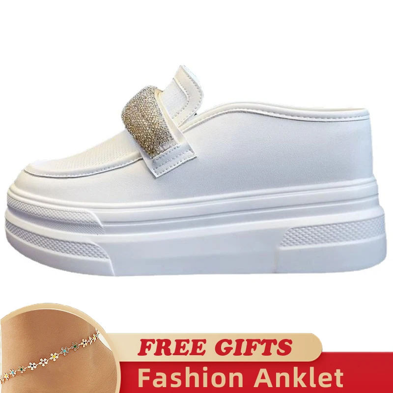CL 26SS High-Heeled Slippers 100 Beige Mesh Rhinestone Leather 658055