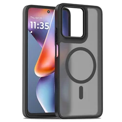 Matte Magnetic Case with MagSafe Compatibility - Drop Protection Slim Translucent Cover - Motorola Moto G (2025) (Black)