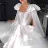 Customized Elegant Short A-Line Tiered Stain Pleats Bow Spaghetti Straps Wedding Dress Above Knee Bridal Gown Elegant Vestido 3
