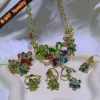 Original Jewelry Set New Color Flower Crystal Boutique Irregular Earring Exquisite Necklace Ring Bracelet Wedding Gift for Women