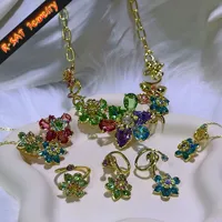 Original Jewelry Set New Color Flower Crystal Boutique Irregular Earring Exquisite Necklace Ring Bracelet Wedding Gift for Women