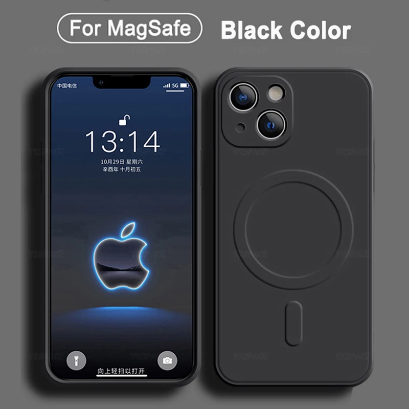 Magnetic Liquid Silicone MagSafe-Enabled Soft Case with Wireless Charging Compatibility