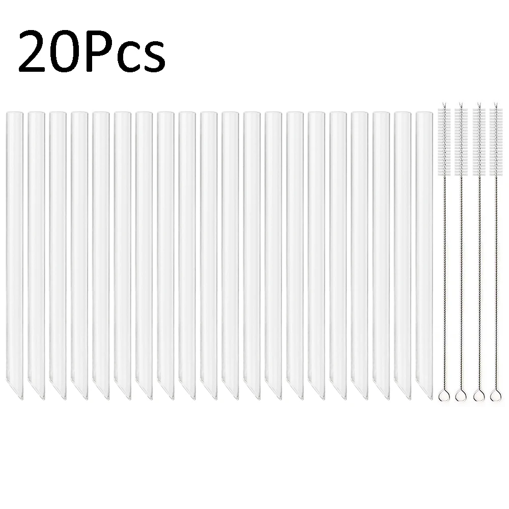 High Borosilicate Glass Reusable Drinking Straws Set - Eco-Friendly Bar Accessories for Bubble Tea and Smoothies
