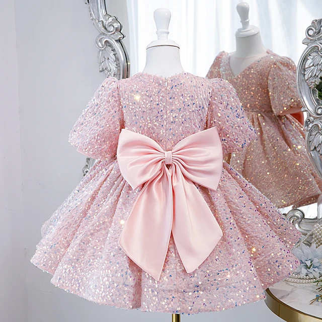 Toddler Christening Embroidery 1 Years Birthday Dress For Baby Girl  Ceremony Puff Sleeve Flower Party Princess Dresses Wedding Gown Costume |  Wish